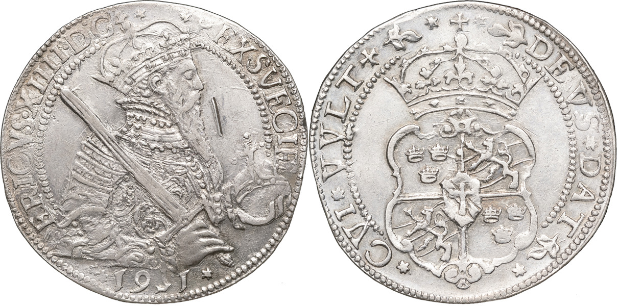 ERIK XIV (1560-1568). STOCKHOLM. 1/2 daler 1561.