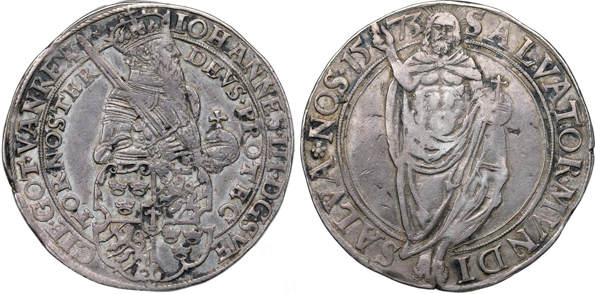 JOHAN III (1568-1592). STOCKHOLM. Daler 1573.