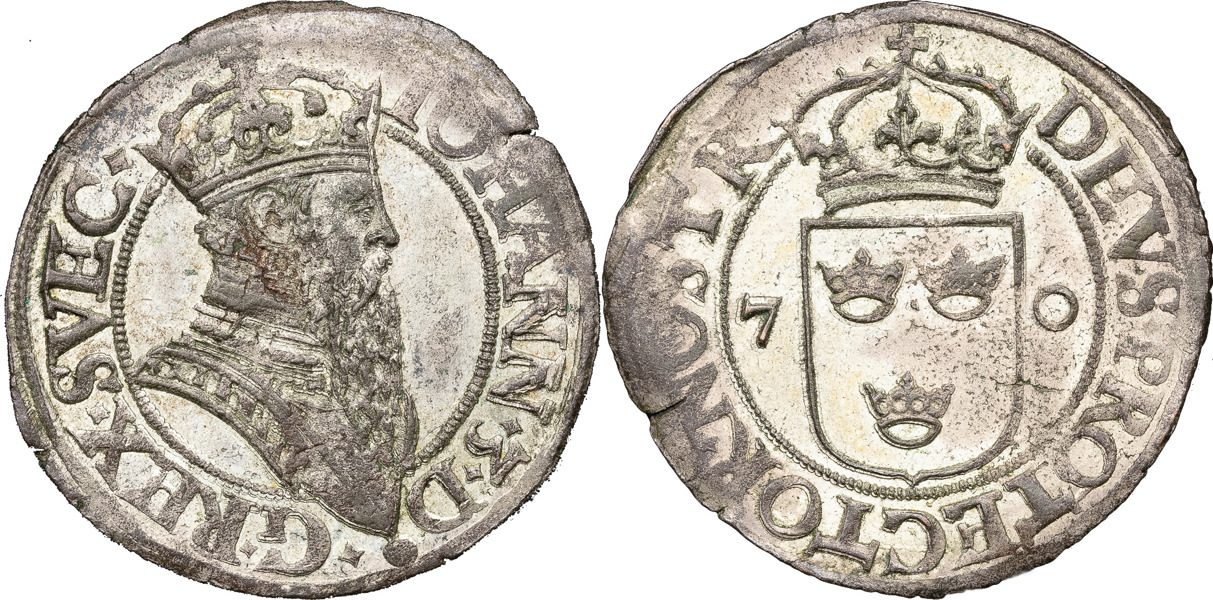 JOHAN III (1568-1592). STOCKHOLM. 2 öre 1570.