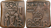 JOHAN III (1568-1592). STOCKHOLM. 8 öre (1 mark) 1591.