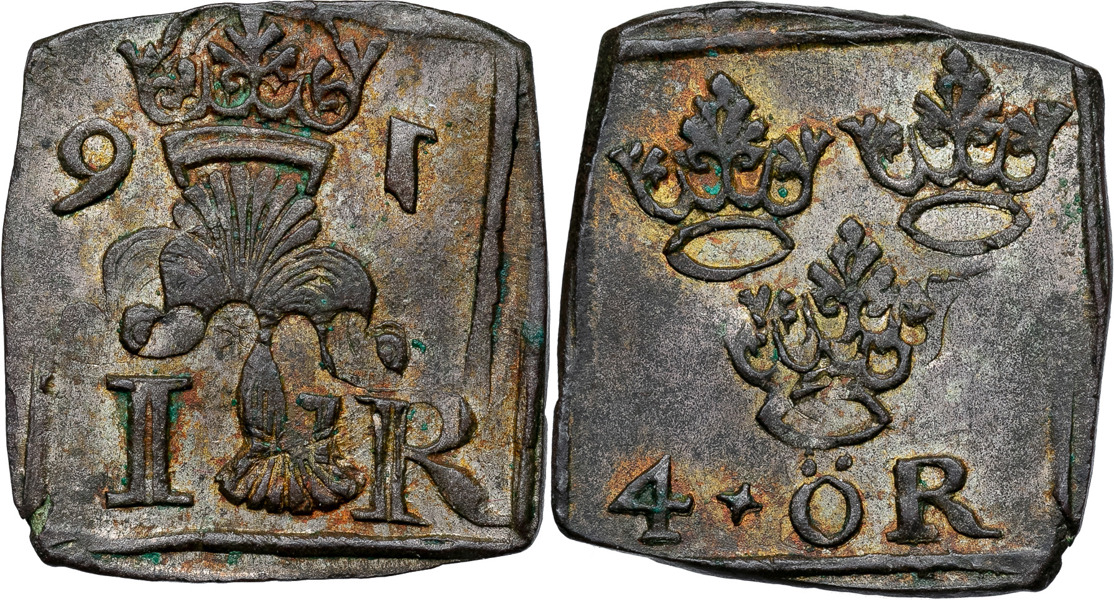 JOHAN III (1568-1592). STOCKHOLM. 4 öre (1/2 mark) 1591.