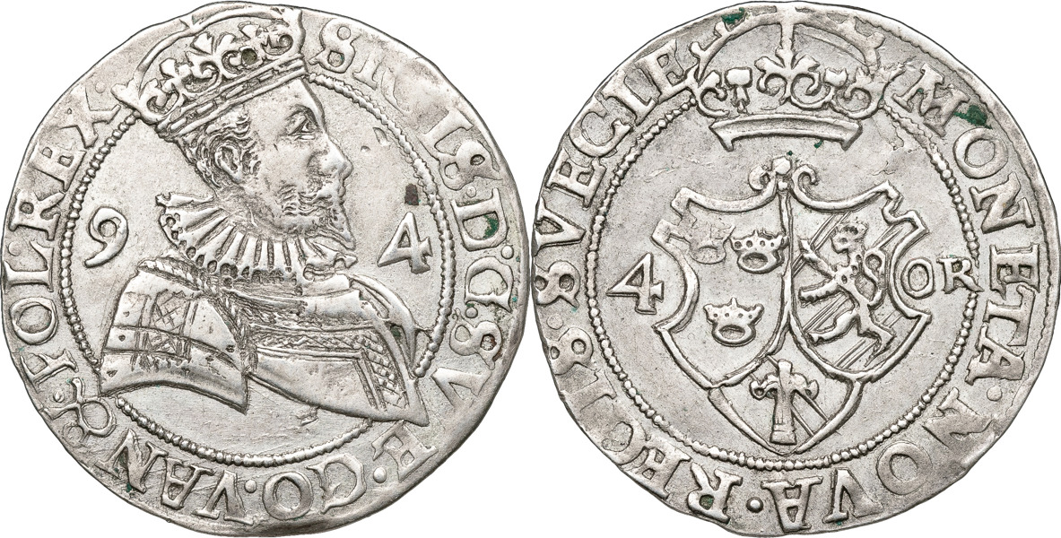 SIGISMUND (1592-1599). STOCKHOLM. 4 öre 1594.