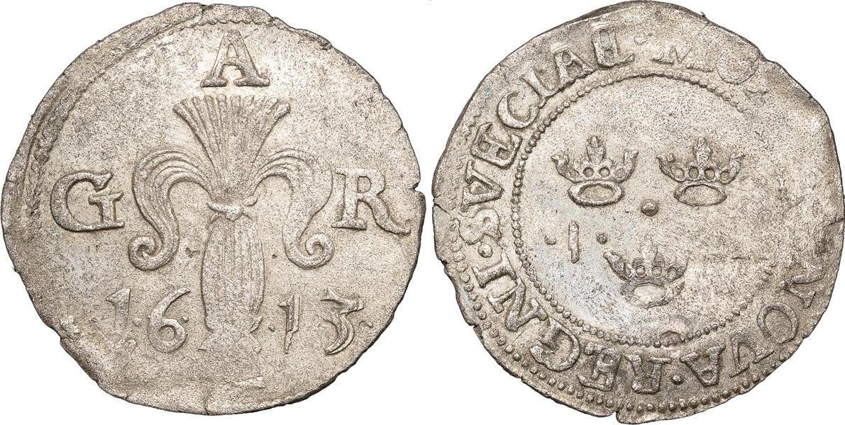 GUSTAV II ADOLF (1611-1632). STOCKHOLM. Öre 1613.