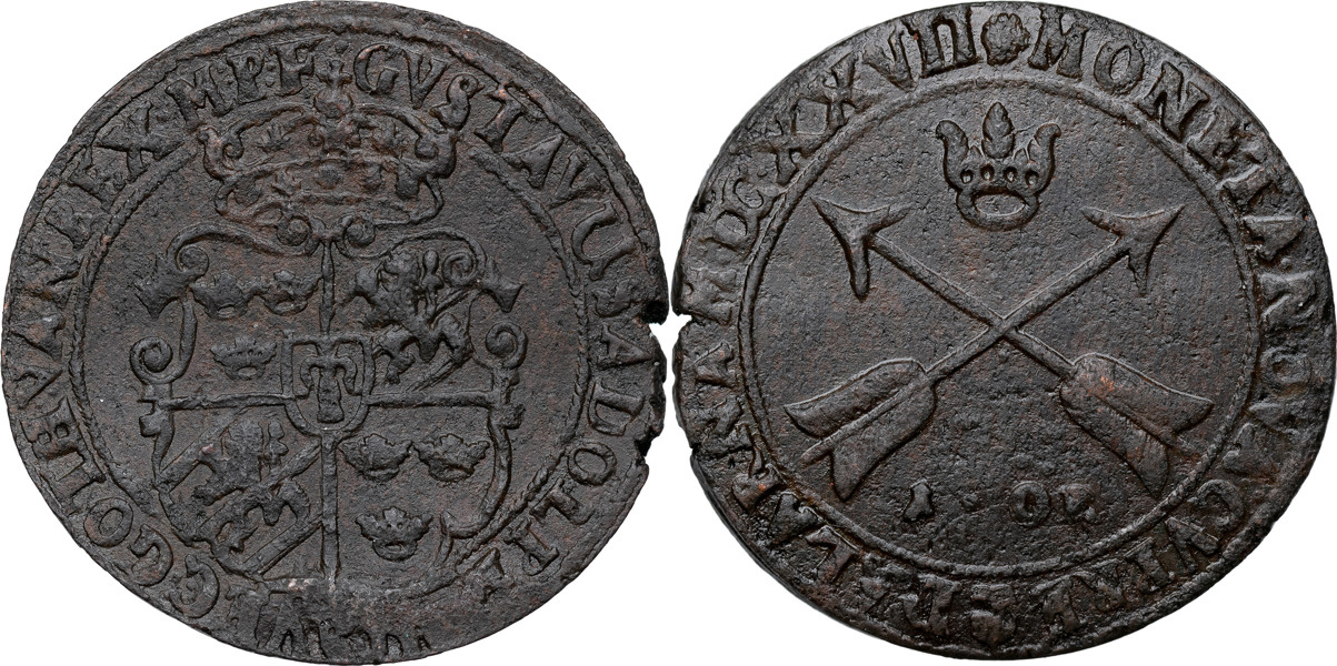GUSTAV II ADOLF (1611-1632). SÄTER. Öre 1627.