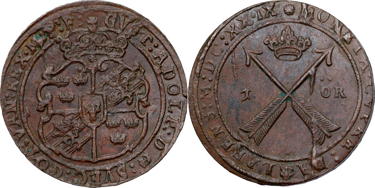 GUSTAV II ADOLF (1611-1632). SÄTER. Öre 1629.