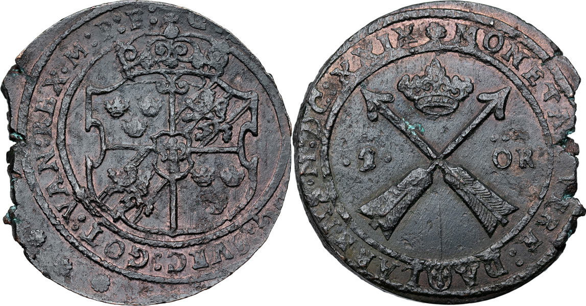 GUSTAV II ADOLF (1611-1632). SÄTER. Öre 1629.