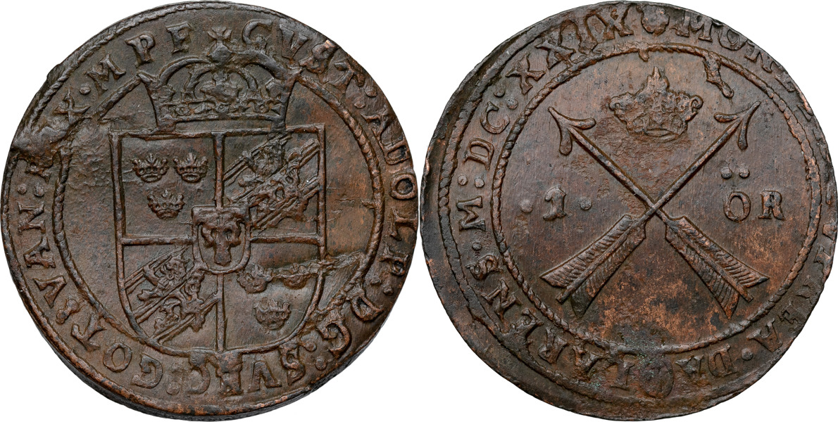 GUSTAV II ADOLF (1611-1632). SÄTER. Öre 1629.