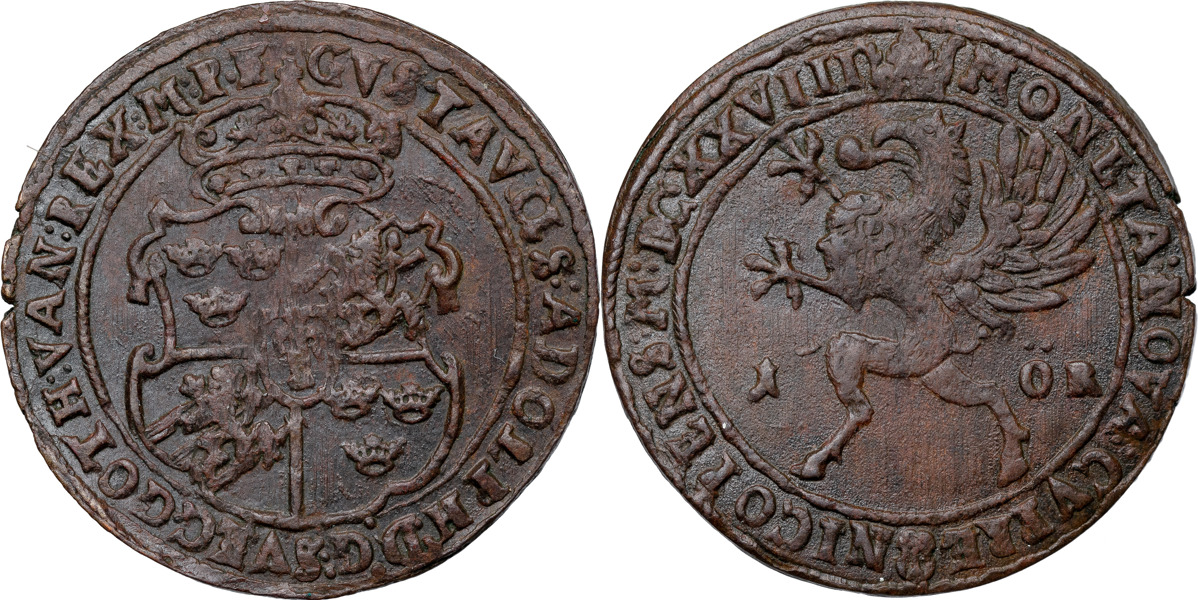 GUSTAV II ADOLF (1611-1632). NYKÖPING. Öre 1628.