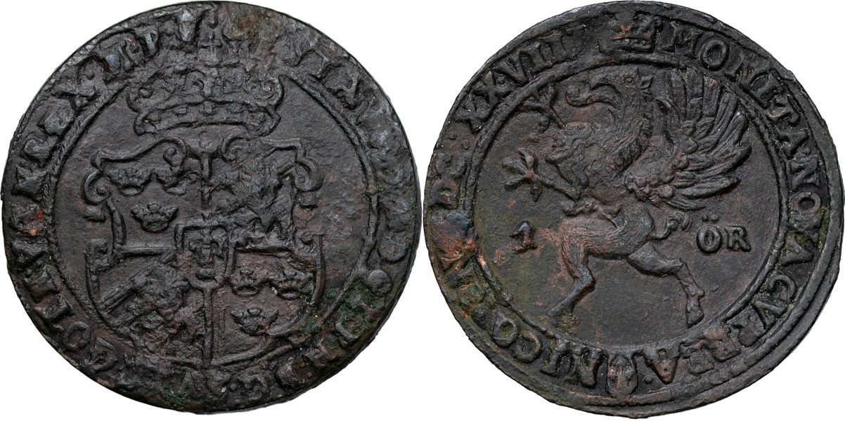 GUSTAV II ADOLF (1611-1632). NYKÖPING. Öre 1628.