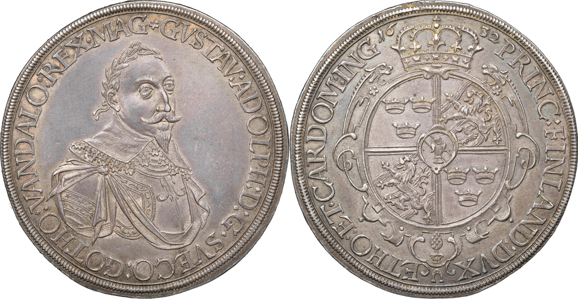 GUSTAV II ADOLF (1611-1632). AUGSBURG. Taler 1632.