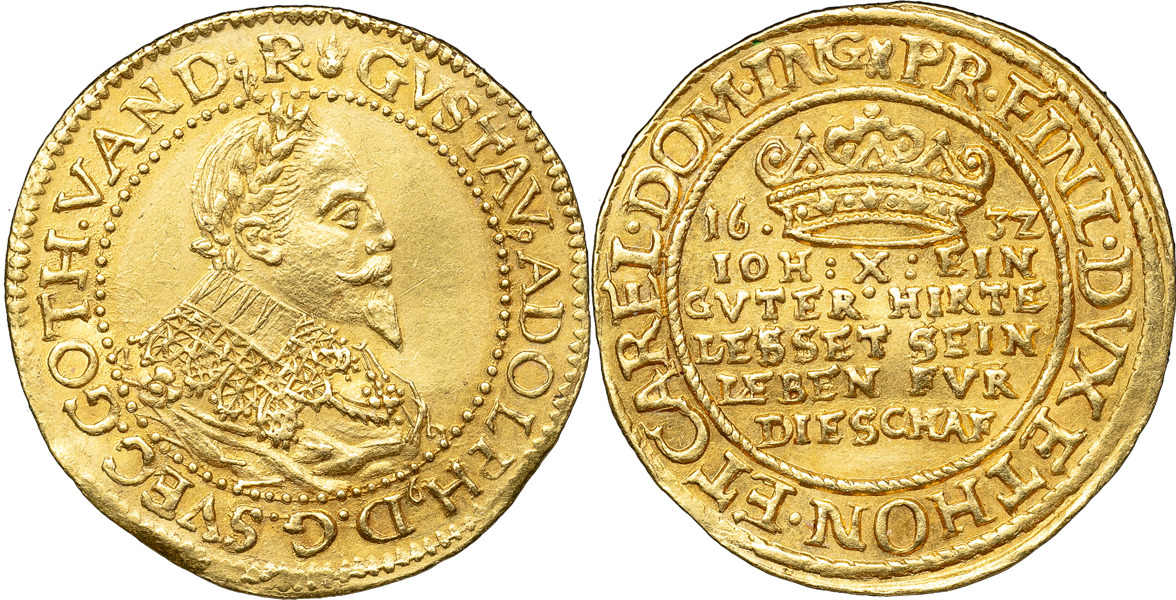 GUSTAV II ADOLF (1611-1632). MAINZ (tidigare hänförd till ERFURT). Dukat 1632.