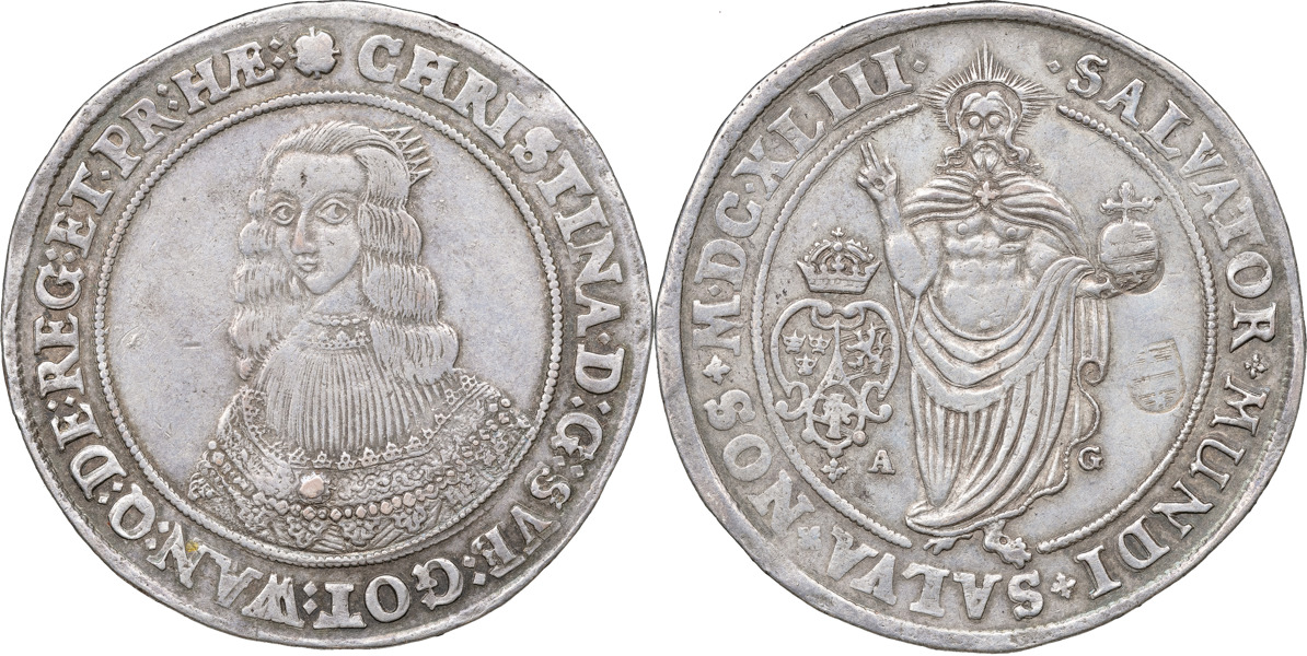 KRISTINA (1632-1654). STOCKHOLM. Riksdaler 1643.