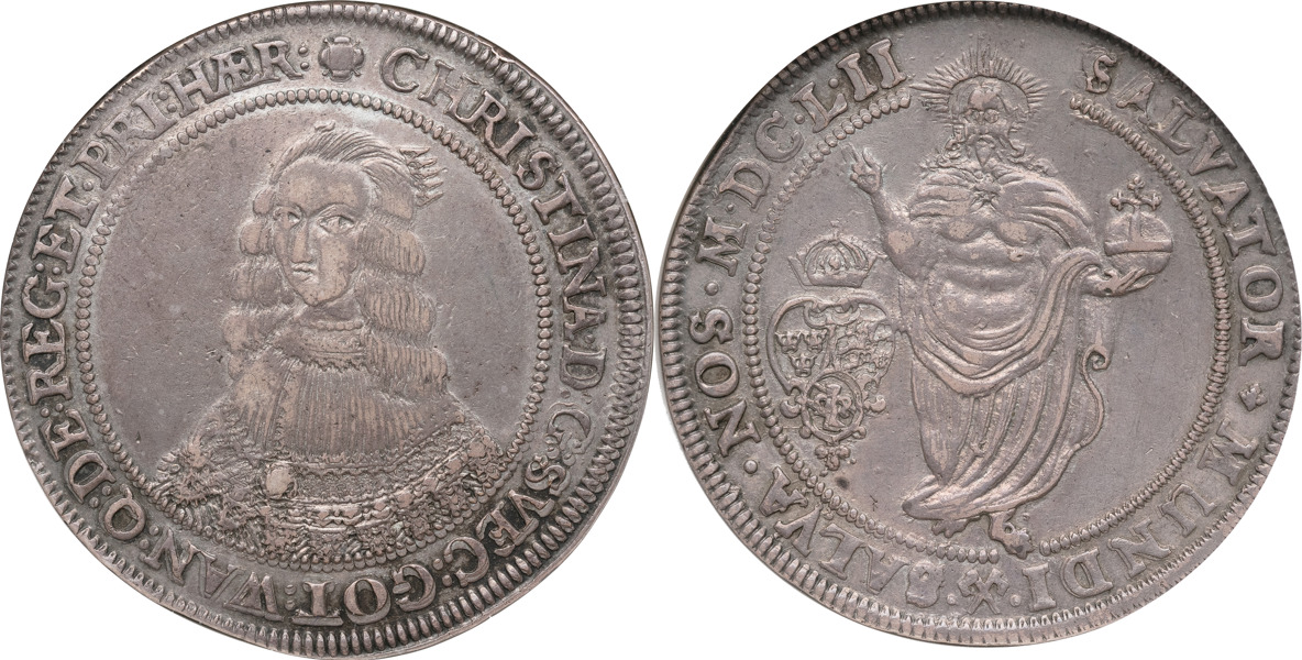 KRISTINA (1632-1654). STOCKHOLM. Riksdaler 1652.