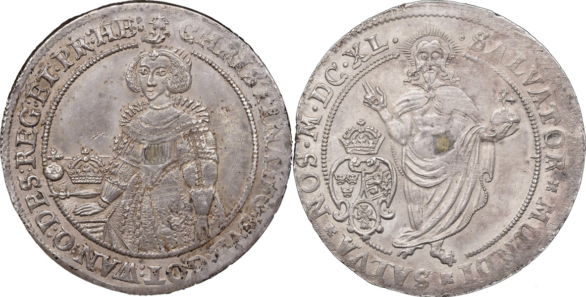 KRISTINA (1632-1654). SALA. 1/2 riksdaler 1640.
