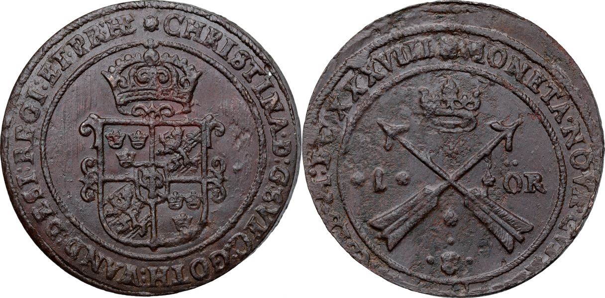 KRISTINA (1632-1654). SÄTER. Öre 1638.