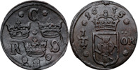 KRISTINA (1632-1654). SÄTER. 1/4 öre 1635.