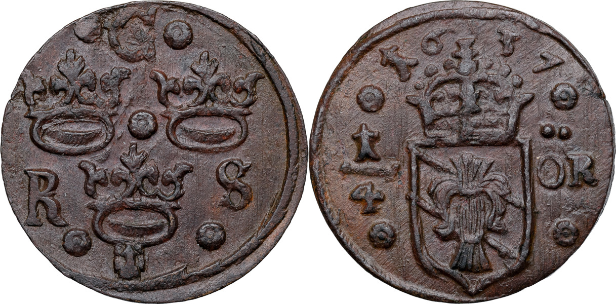 KRISTINA (1632-1654). SÄTER. 1/4 öre 1637.