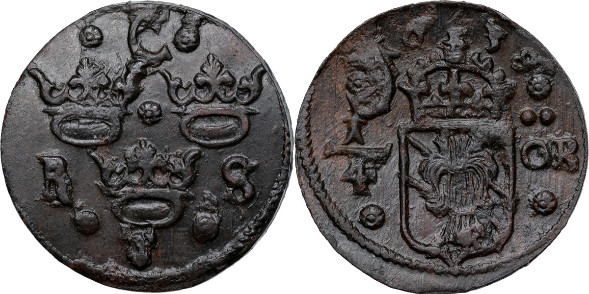 KRISTINA (1632-1654). SÄTER. 1/4 öre 1638.