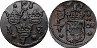 KRISTINA (1632-1654). SÄTER. 1/4 öre 1638.