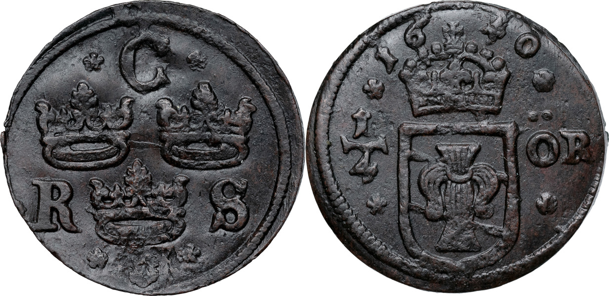KRISTINA (1632-1654). SÄTER. 1/4 öre 1640.