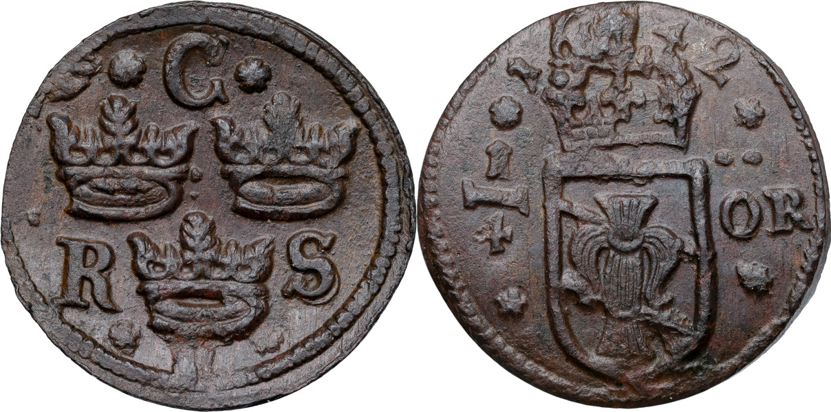 KRISTINA (1632-1654). SÄTER. 1/4 öre 1642.
