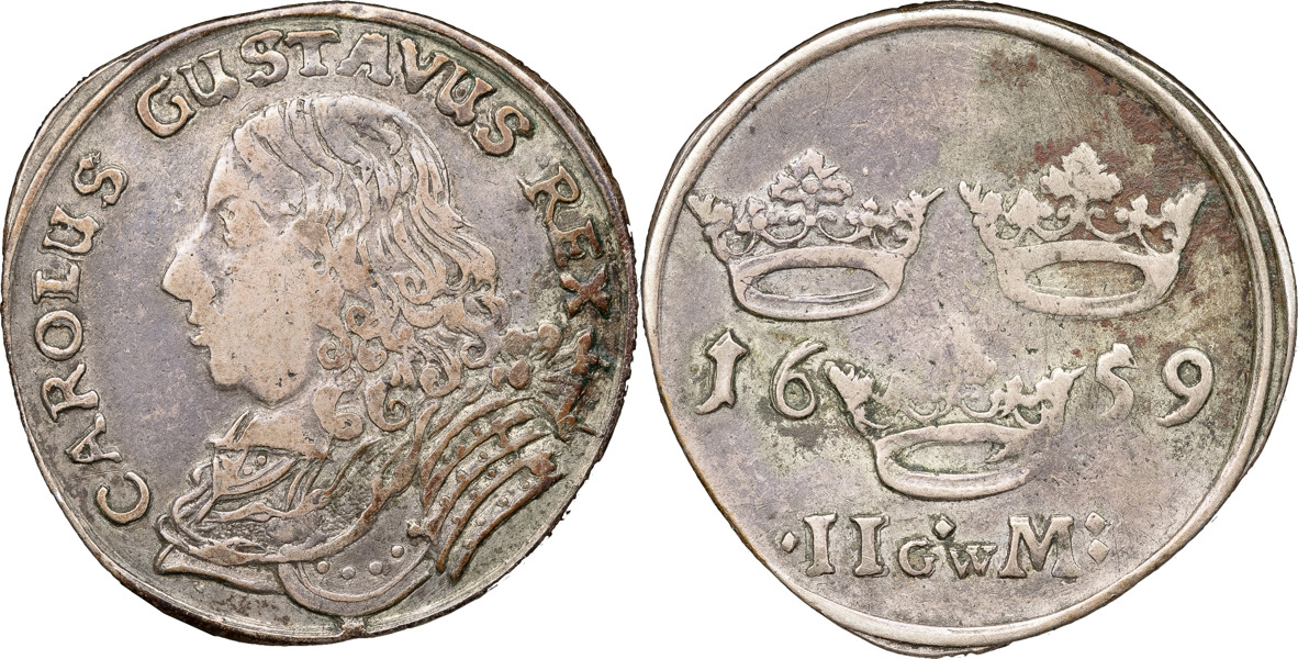KARL X GUSTAV (1654-1660). STOCKHOLM. 2 mark 1659.