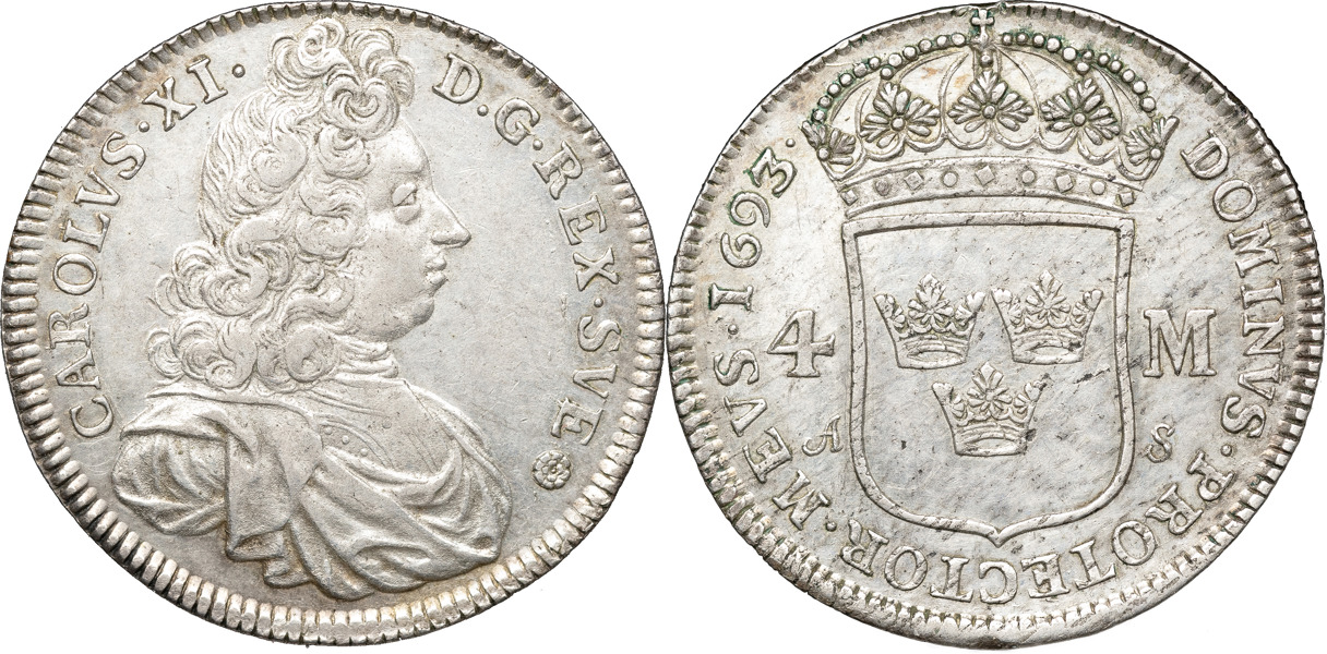 KARL XI (1660-1697). STOCKHOLM. 4 mark 1693.
