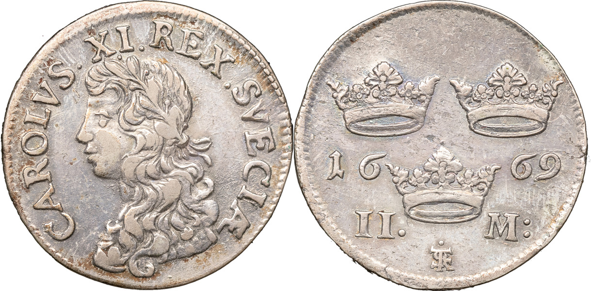 KARL XI (1660-1697). STOCKHOLM. 2 mark 1669.