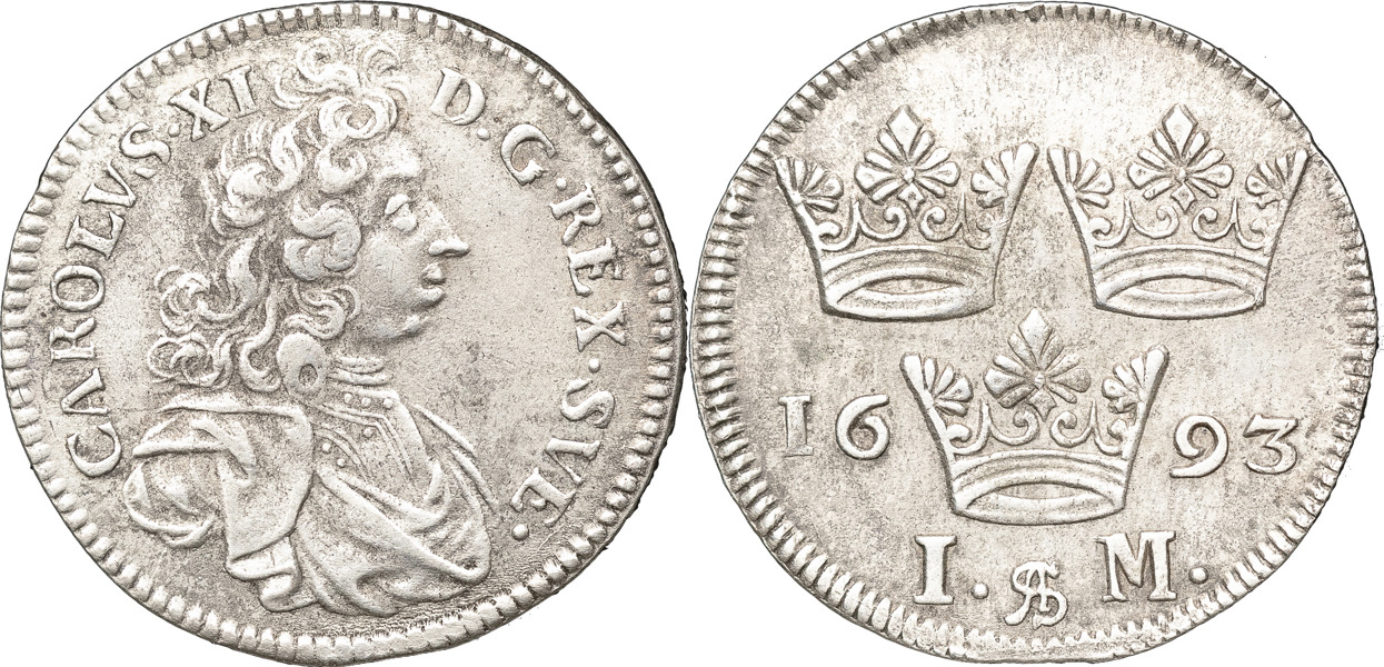 KARL XI (1660-1697). STOCKHOLM. Mark 1693.
