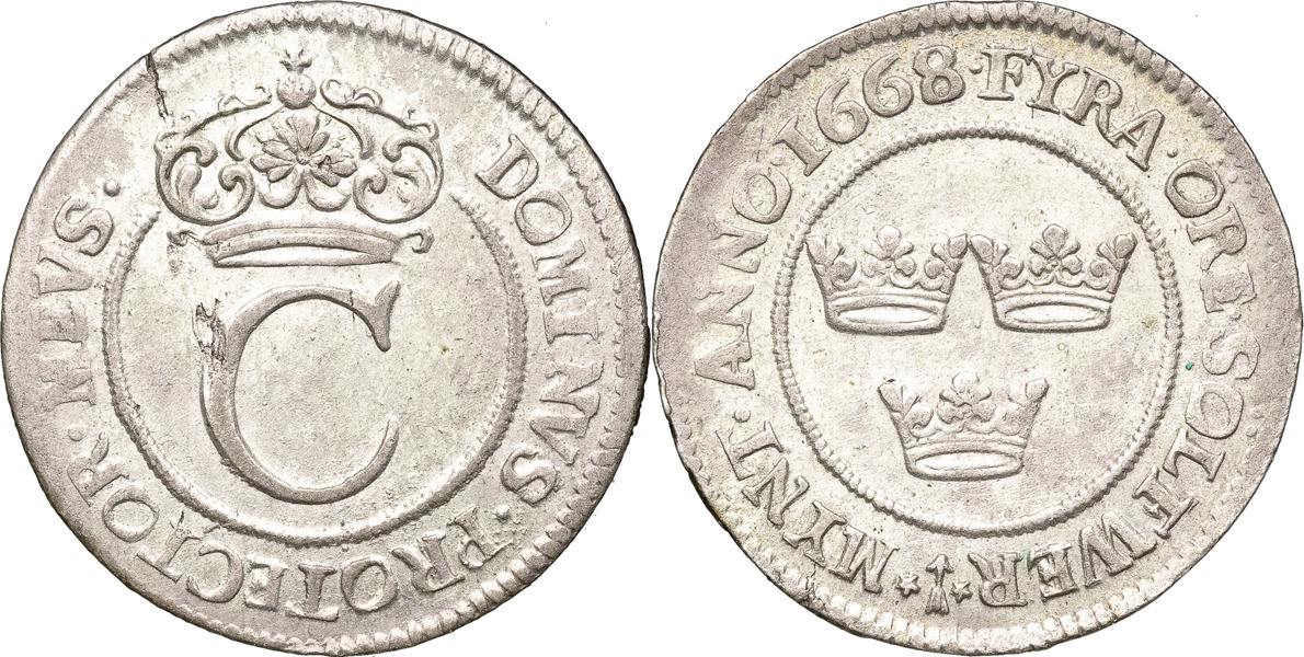 KARL XI (1660-1697). STOCKHOLM. 4 öre 1668.