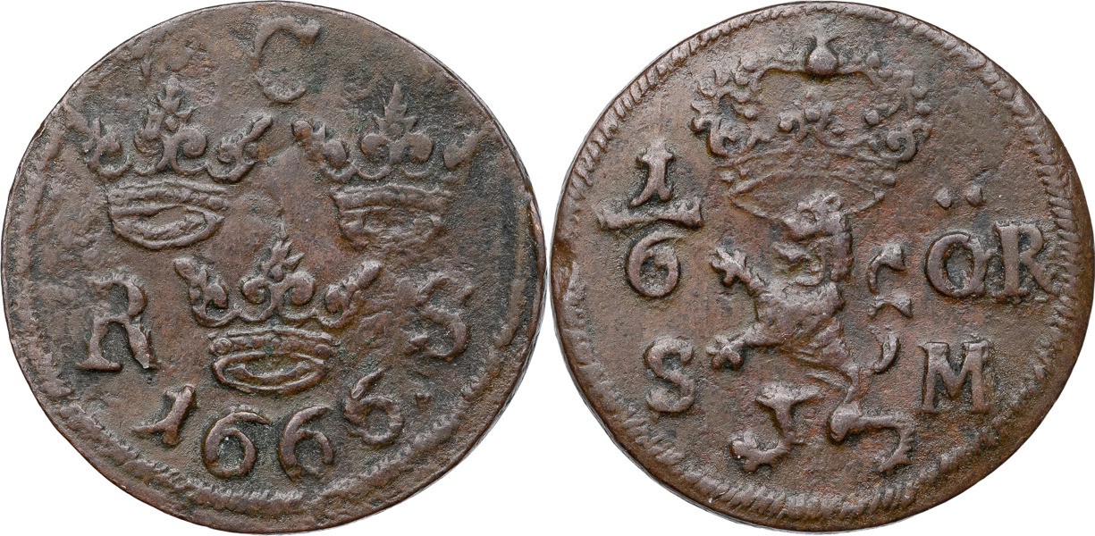 KARL XI (1660-1697). AVESTA. 1/6 öre SM 1666.