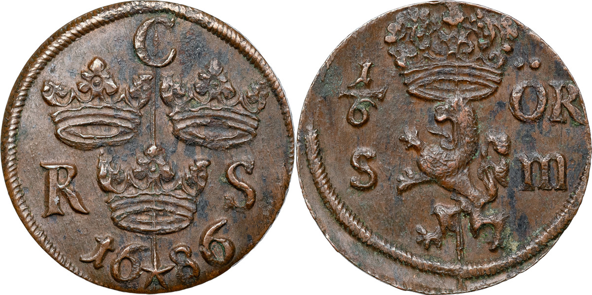 KARL XI (1660-1697). AVESTA. 1/6 öre SM 1686.