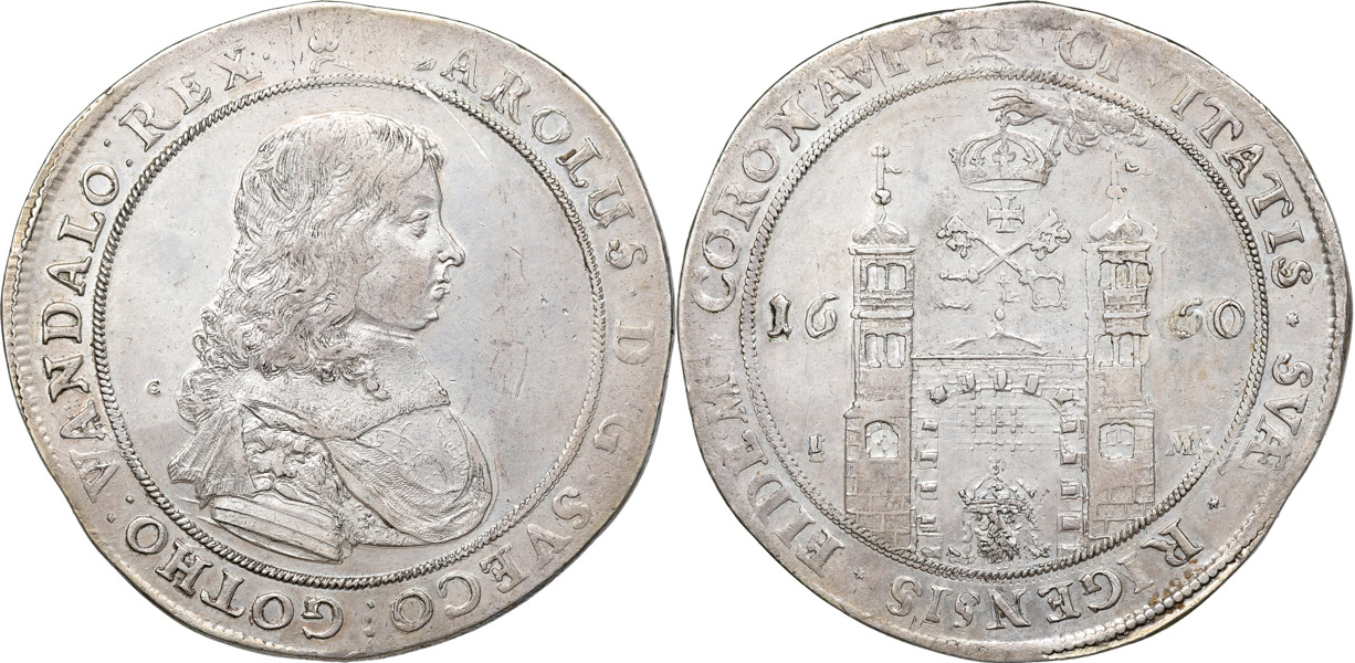 KARL XI (1660-1697). RIGA. Taler 1660.