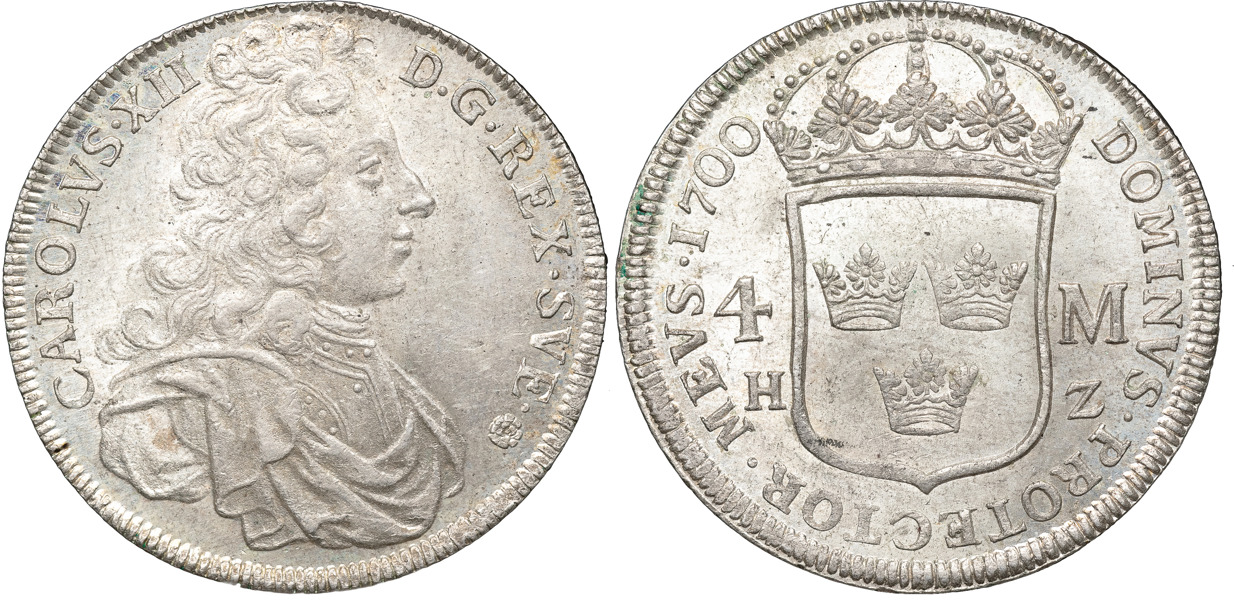 KARL XII (1697-1718). STOCKHOLM. 4 mark 1700.