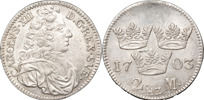 KARL XII (1697-1718). STOCKHOLM. 2 mark 1703.