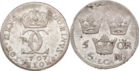 KARL XII (1697-1718). STOCKHOLM. 5 öre 1707.