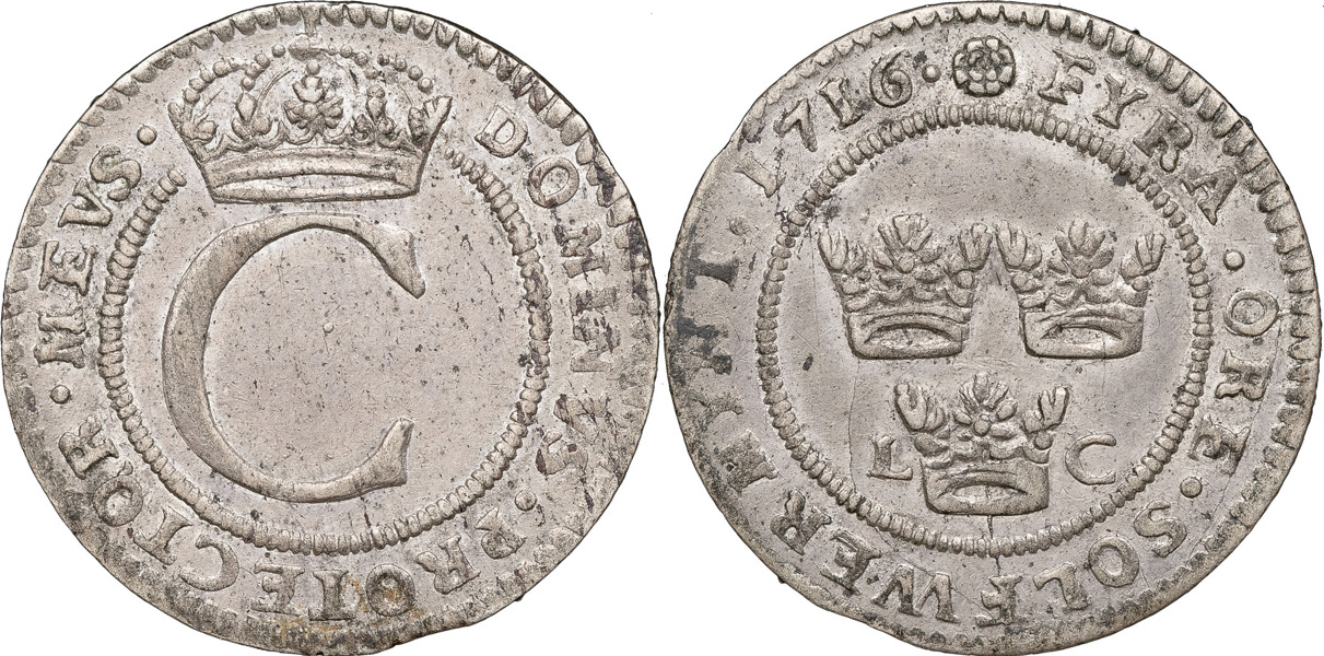 KARL XII (1697-1718). STOCKHOLM. 4 öre 1716.
