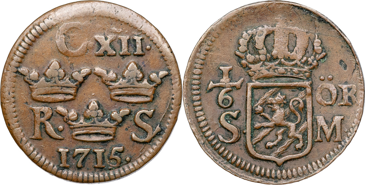 KARL XII (1697-1718). AVESTA. 1/6 öre SM 1715.
