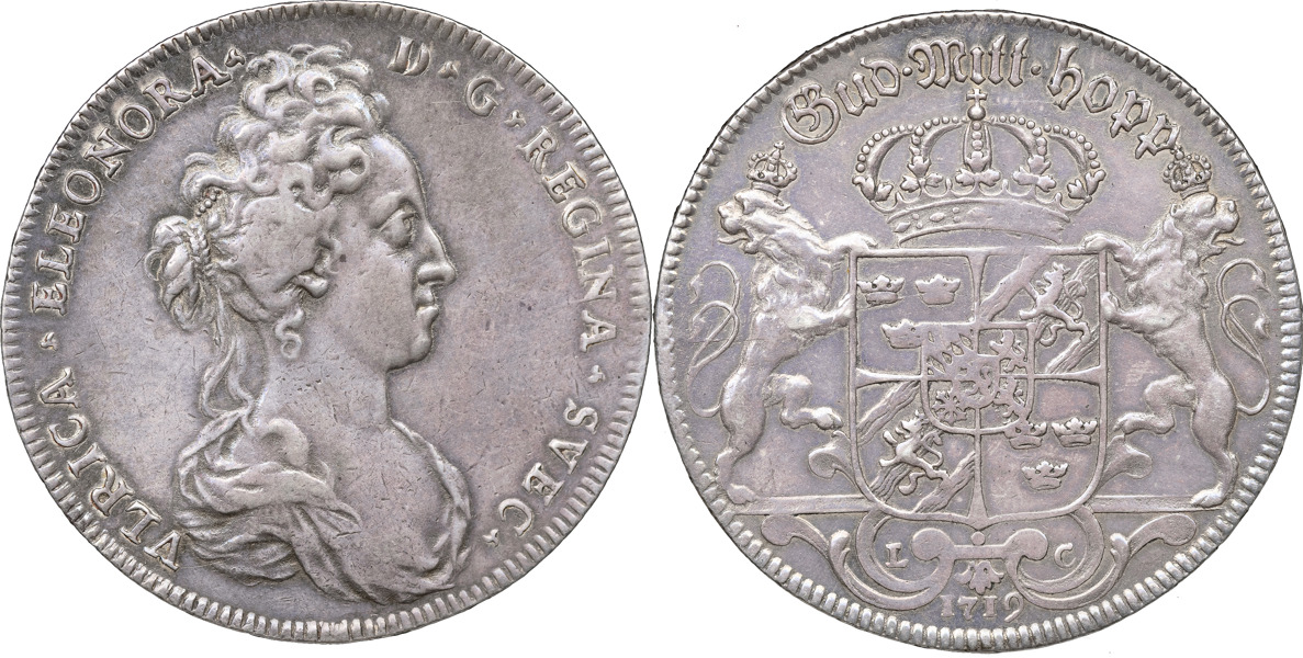 ULRIKA ELEONORA (1718-1720). STOCKHOLM. Riksdaler 1719.