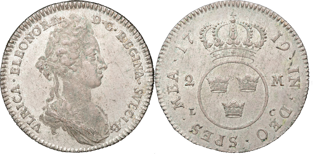 ULRIKA ELEONORA (1718-1720). STOCKHOLM. 2 mark 1719.