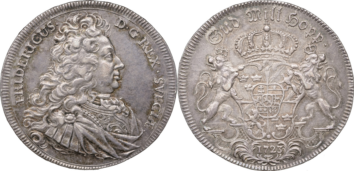 FREDRIK (1720-1751). STOCKHOLM. Riksdaler 1723.