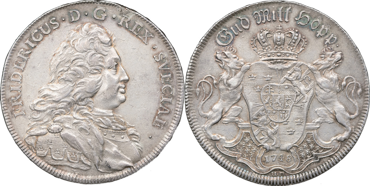 FREDRIK (1720-1751). STOCKHOLM. Riksdaler 1748.