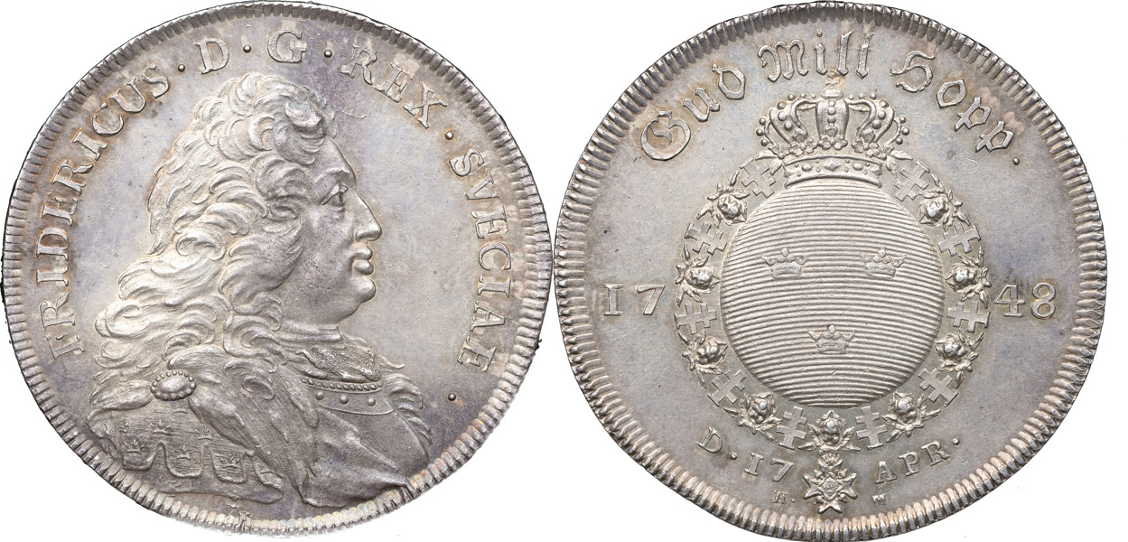 FREDRIK (1720-1751). STOCKHOLM. Riksdaler 1748.