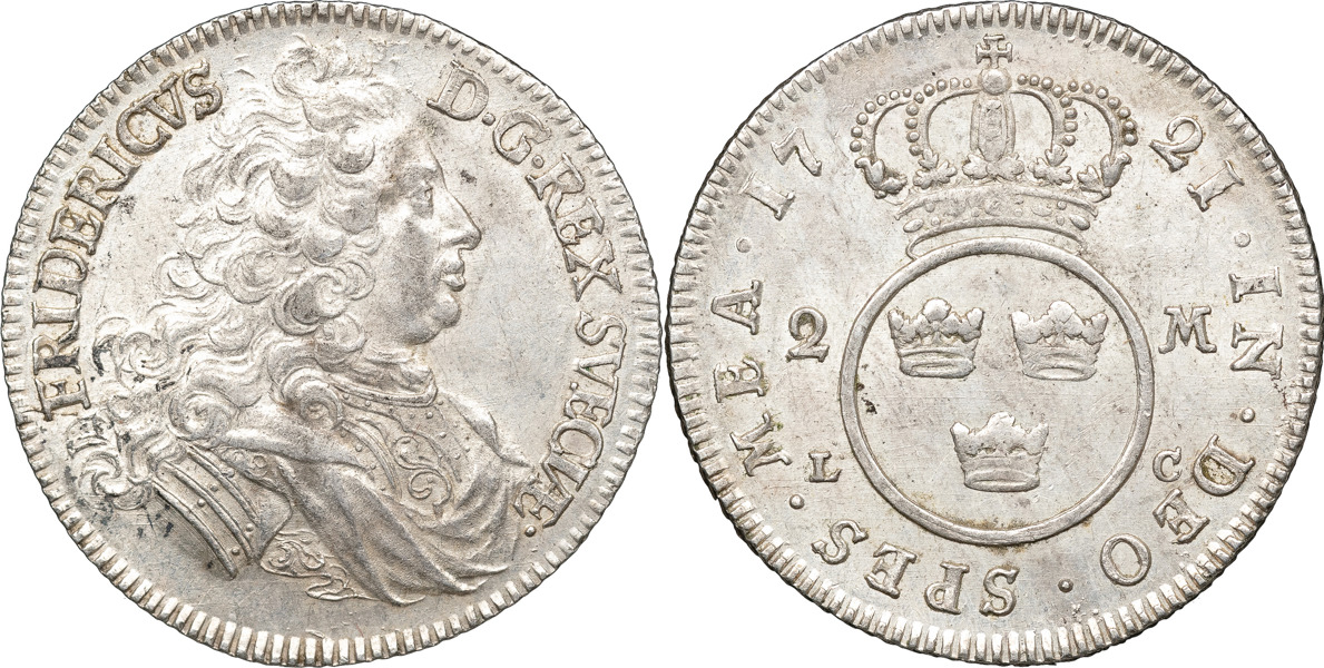 FREDRIK (1720-1751). STOCKHOLM. 2 mark 1721.