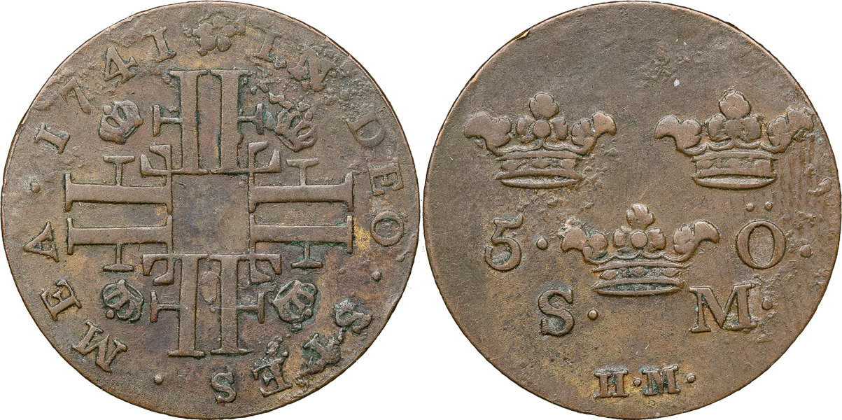 FREDRIK (1720-1751). STOCKHOLM. 5 öre 1741.