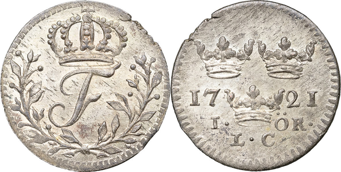 FREDRIK (1720-1751). STOCKHOLM. Öre 1721.