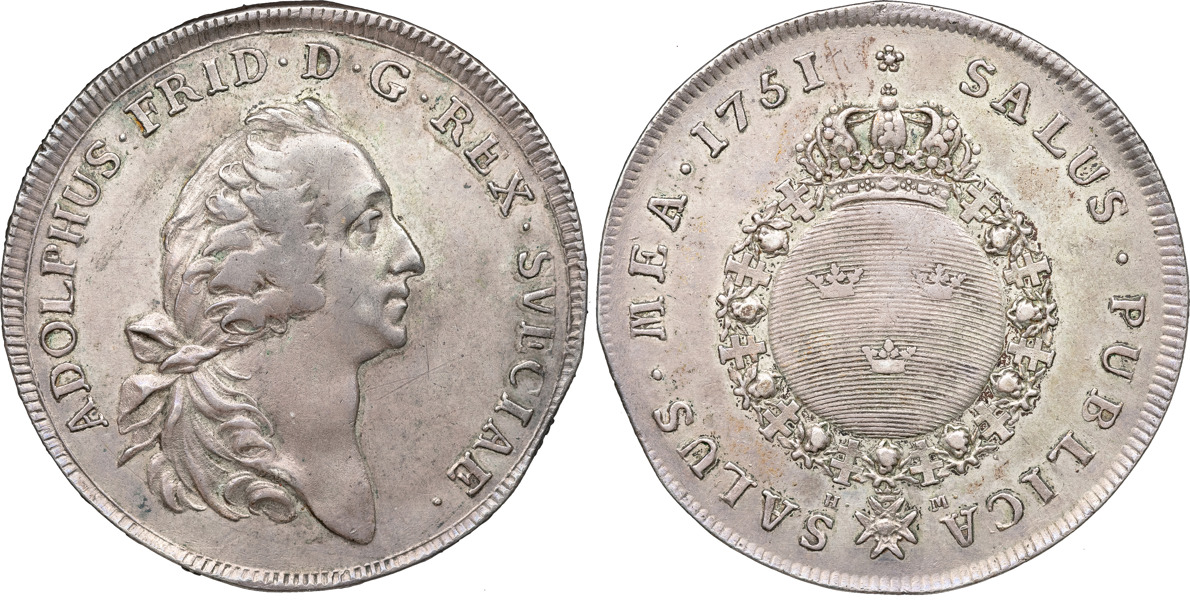 ADOLF FREDRIK (1751-1771). STOCKHOLM. Riksdaler 1751.