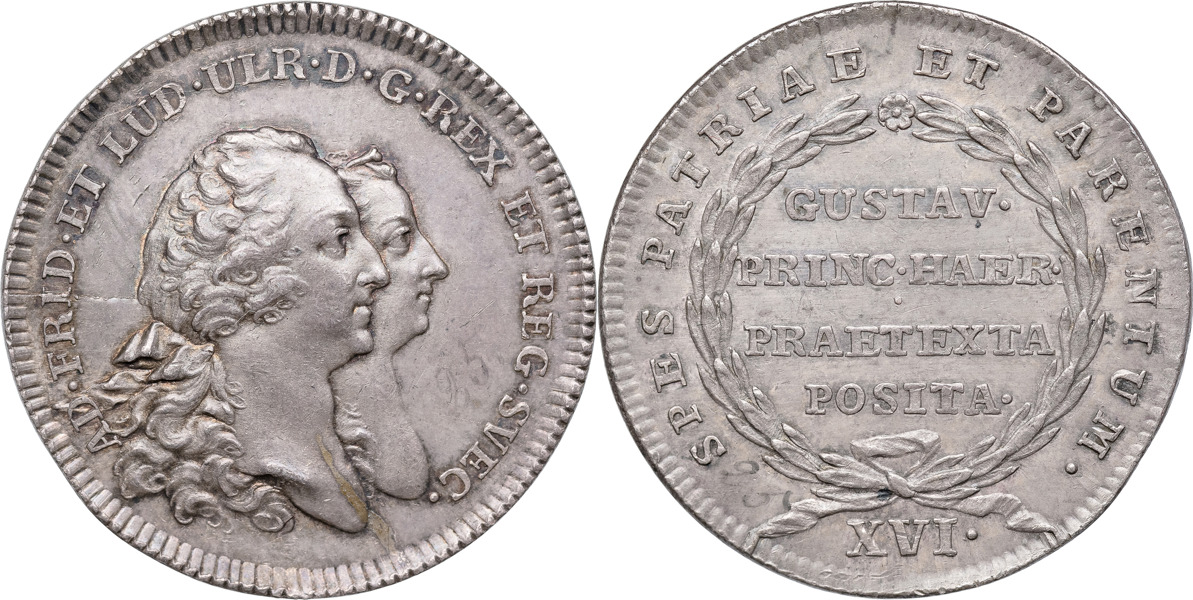 ADOLF FREDRIK (1751-1771). Kronprins Gustav (III) blir myndig 1762. Av D.