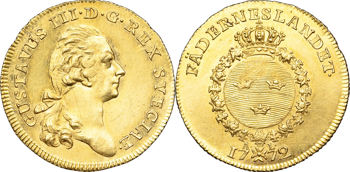 GUSTAV III (1771-1792). STOCKHOLM. Dukat 1772.