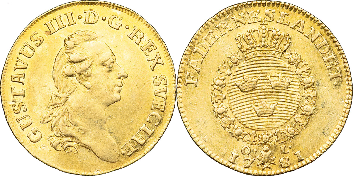GUSTAV III (1771-1792). STOCKHOLM. Dukat 1781.